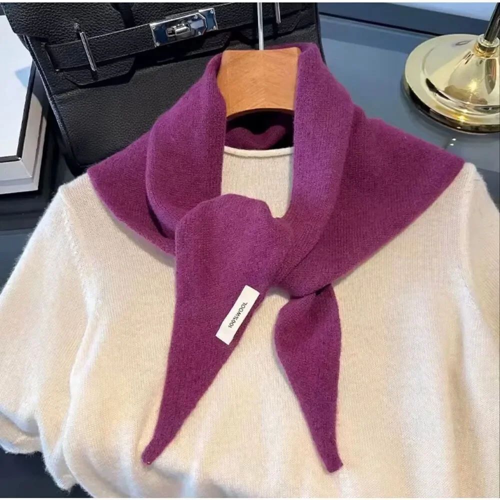 100% Wool Winter Scarf Women’s Warm Shawl Wrap Rich Magenta Purple 42”x25”x25”